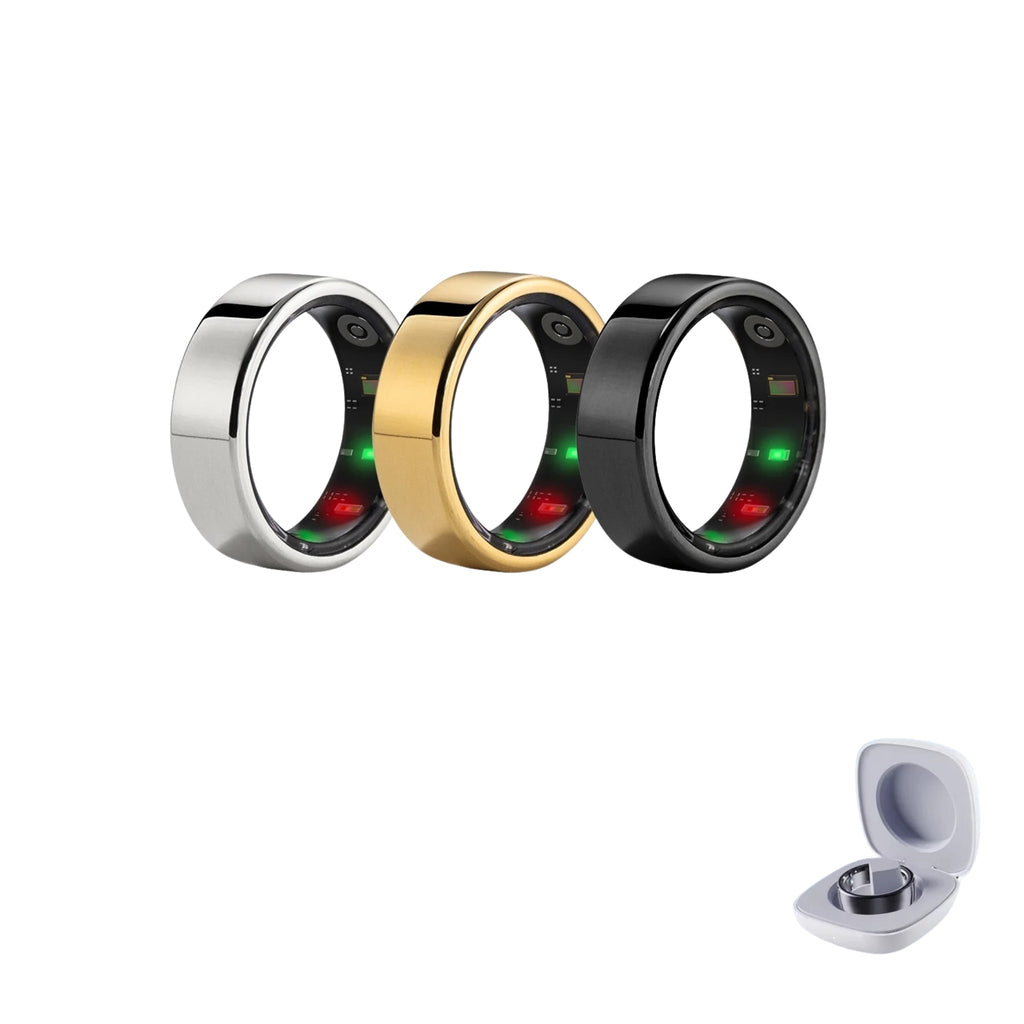 AMOVAN AMR06 smart ring with magnetic charging case for GPS sports, heart rate, sleep and body temperature tracking