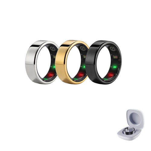 AMOVAN AMR06 smart ring with magnetic charging case for GPS sports, heart rate, sleep and body temperature tracking