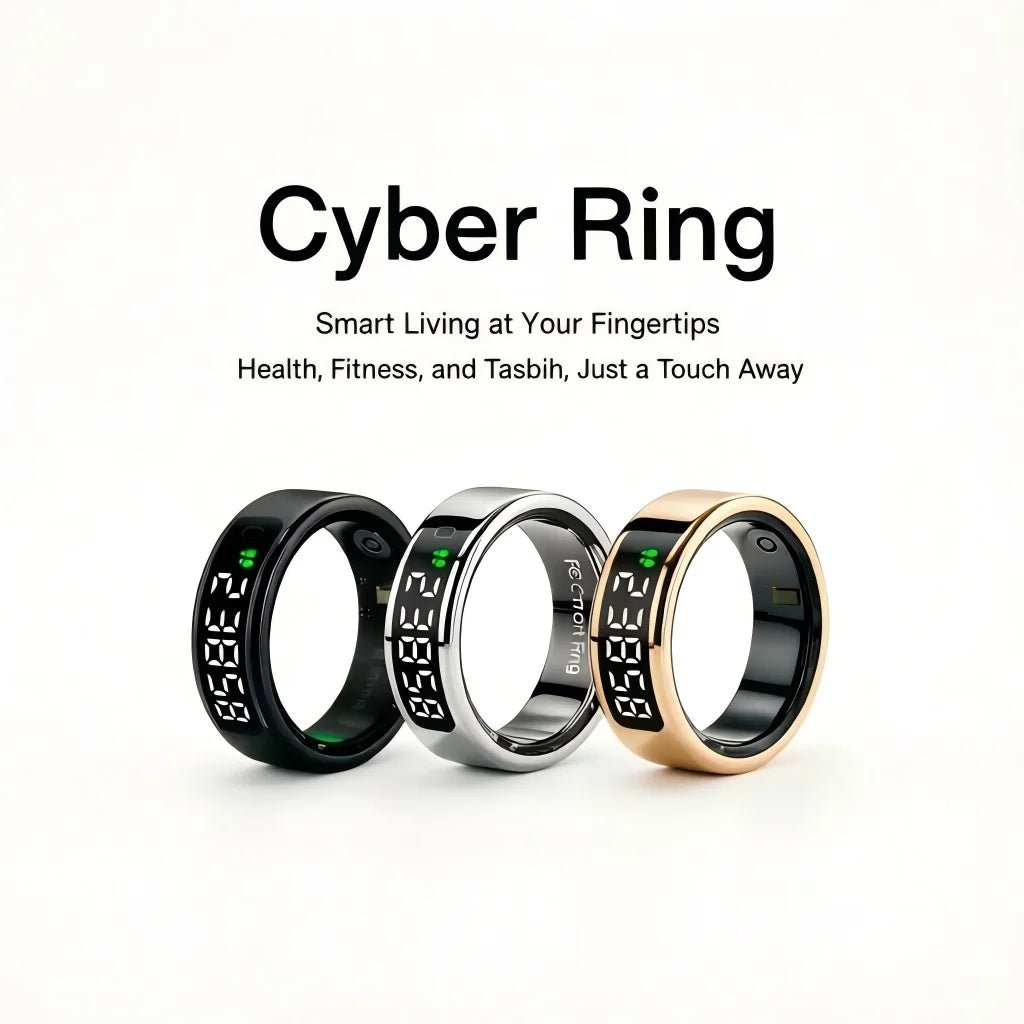 AMOVAN AMR11 Smart Ring with Display Screen – Tasbih Zikr Counter, Heart Rate, SpO2 & Sleep Tracker for iOS Android - Revel Smart