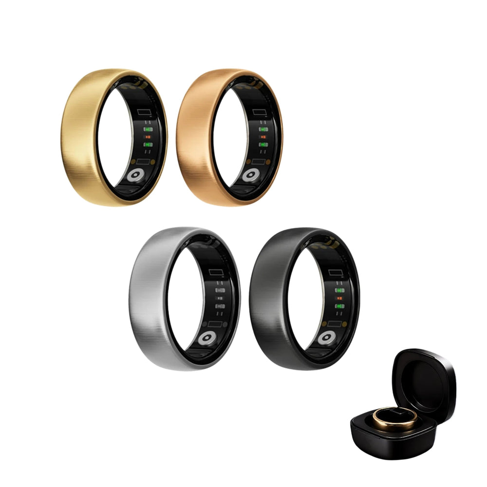 AMOVAN AURA matt rose gold smart ring for women with magnetic charging case for sleep, heart rate, HRV and fitness tracking