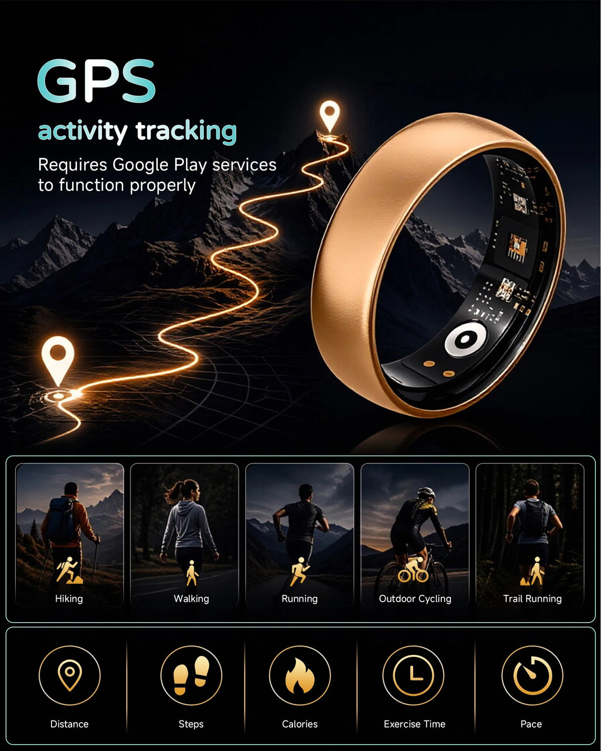 AMOVAN AURA Matt Smart Ring – Rose Gold Women's Fitness, Sleep & Health Tracker with HRV, SpO2 & Cycle Tracking - Revel Smart