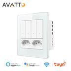 AVATTO Tuya WiFi 4x4 Switch & Socket Brazil – 4 Button Wall Panel, 16A Smart Control - Revel Smart