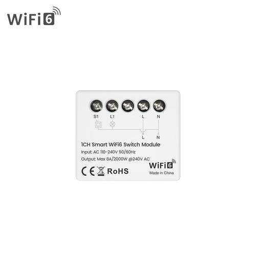 AVATTO Tuya WiFi 6 Mini Smart Switch Module – App Remote Control + Energy Meter - Revel Smart