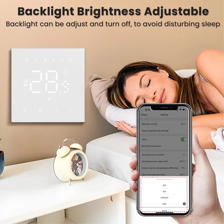 AVATTO Tuya WiFi Heating Thermostat 220V for Floor & Water Heating, Black - Revel Smart