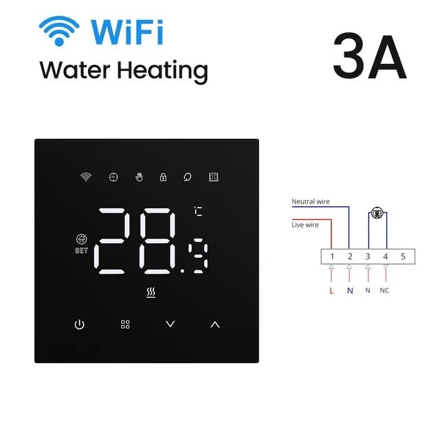 AVATTO Tuya WiFi Heating Thermostat 220V for Floor & Water Heating, Black - Revel Smart
