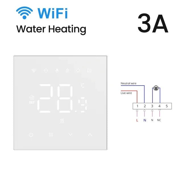 AVATTO Tuya WiFi Heating Thermostat 220V for Floor & Water Heating, White - Revel Smart