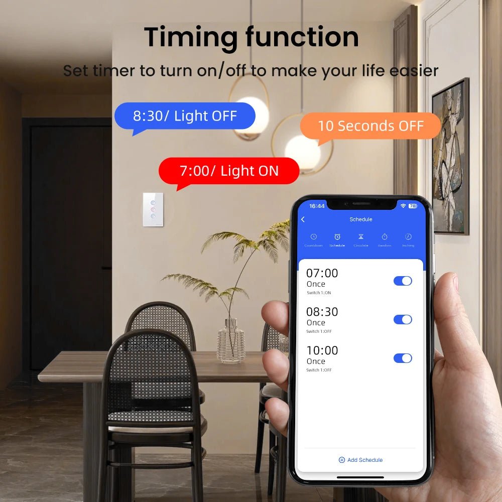 AVATTO Tuya WiFi Smart Groove Touch Switch – No Neutral, Alexa/Google (LTS02RD - US) - Revel Smart