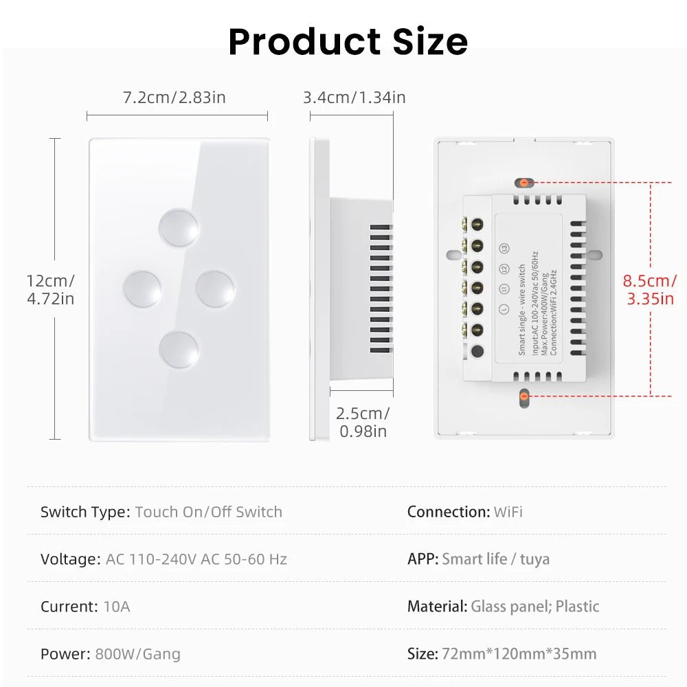AVATTO Tuya WiFi Smart Groove Touch Switch – No Neutral, Alexa/Google (LTS02RD - US) - Revel Smart