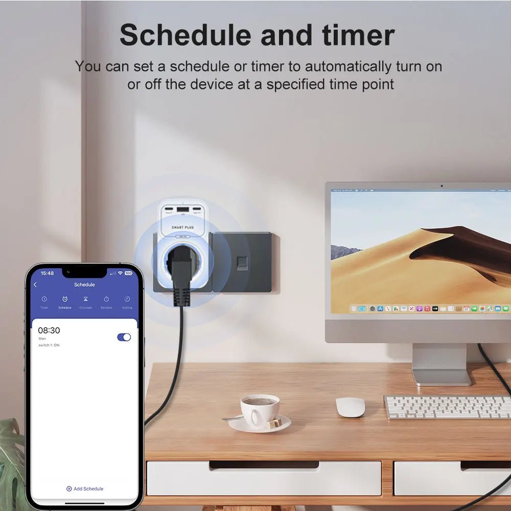 AVATTO Tuya WiFi Smart Socket – 65W GaN USB - C/USB - A PD Fast Charger (EU) - Revel Smart