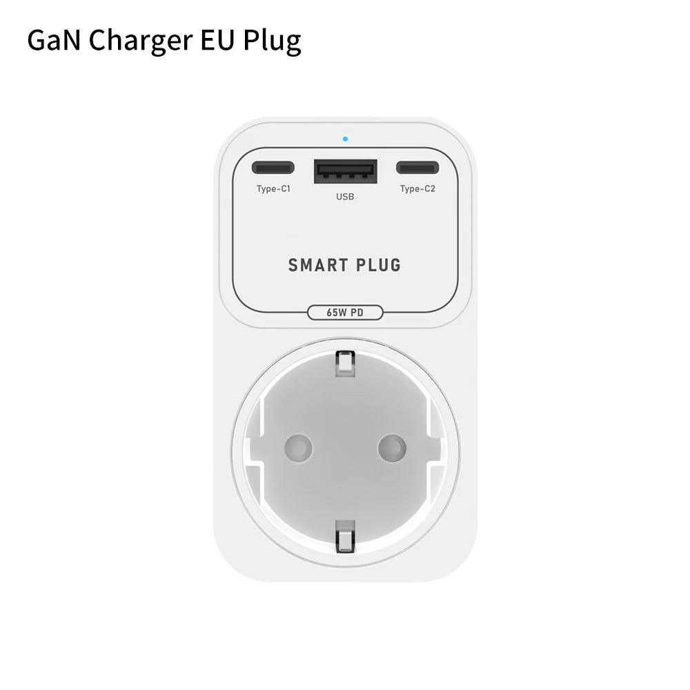 AVATTO Tuya WiFi Smart Socket – 65W GaN USB - C/USB - A PD Fast Charger (EU) - Revel Smart