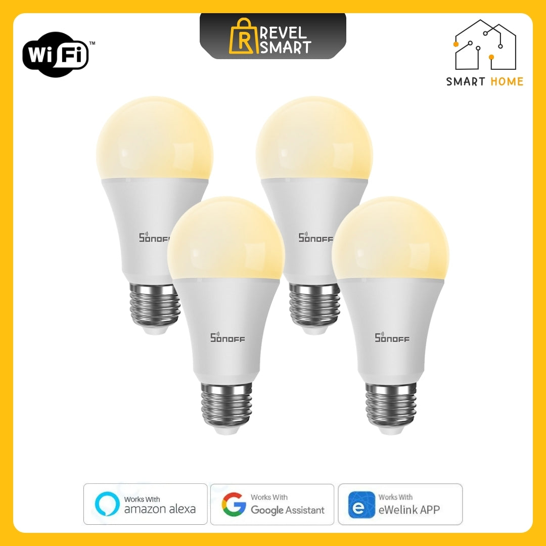 إضاءة ذكية واي فاي، من SONOFF، LED، مصباح E27، إصدار B02-BL-A60، ألوان مزدوجة باردة ودافئة، 4 قطع