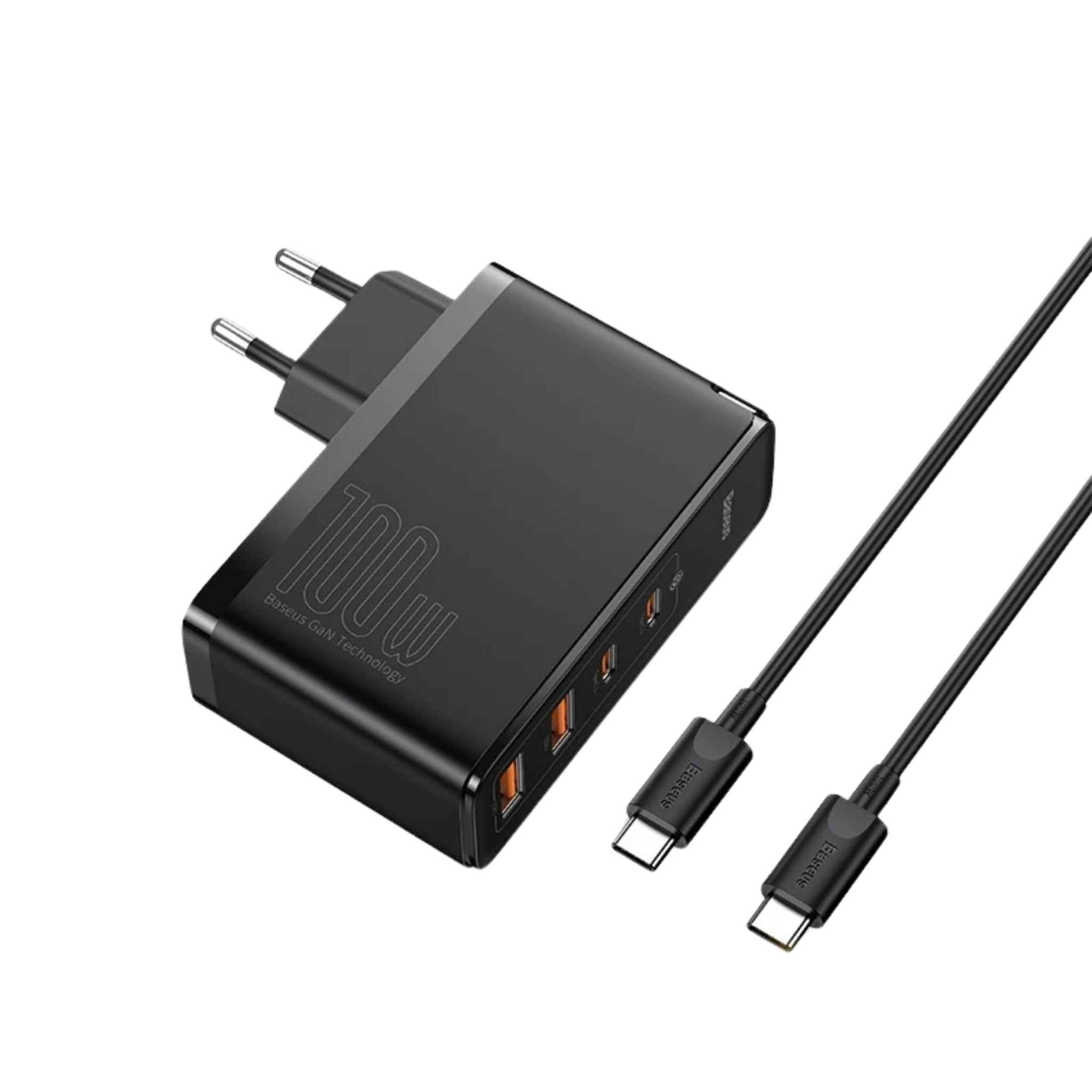 Baseus 100W GaN 4 - Port Fast Charger – USB - C & USB - A Power Adapter for Laptops, Tablets, and SmartphonesGaN Fast Charger / Multi - Port Travel Power Adapter - Revel Smart