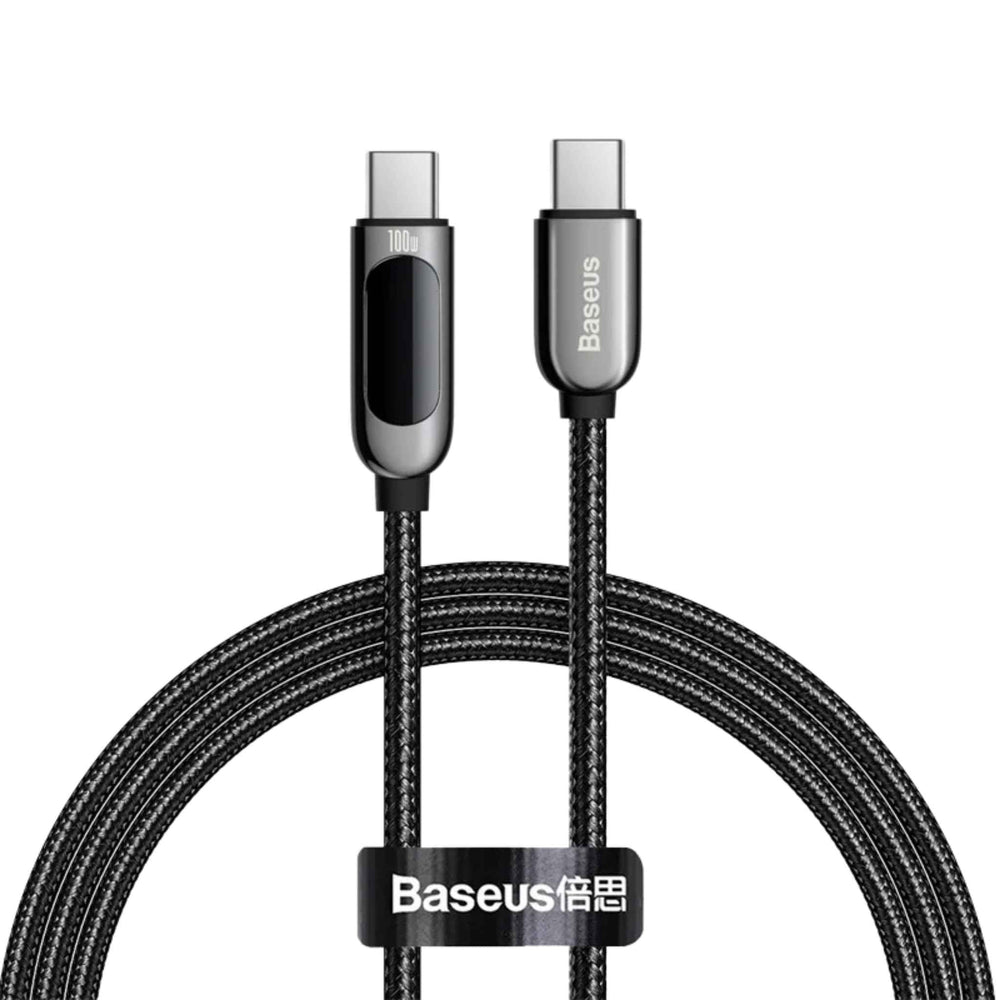 Baseus 100W USB - C to USB - C Display Fast Charging Cable with Power Monitor – E - Marker Chip, 5A Current, Zinc Alloy - Revel Smart