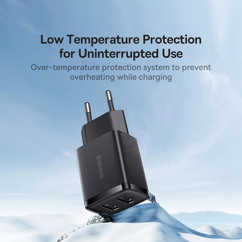 Baseus 10.5W USB Travel Charger – Dual Port Compact Wall Adapter - Revel Smart