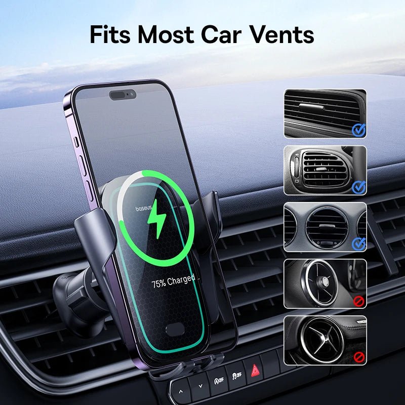 Baseus 15W Wireless Car Charger with Auto - Sensing Clamp - Revel Smart