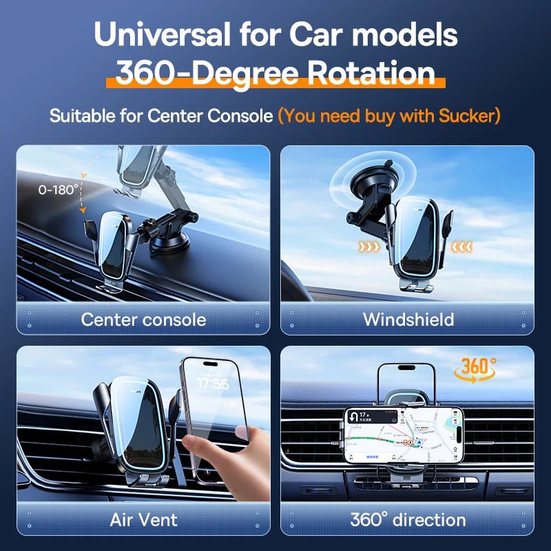 Baseus 15W Wireless Car Charger with Auto - Sensing Clamp - Revel Smart