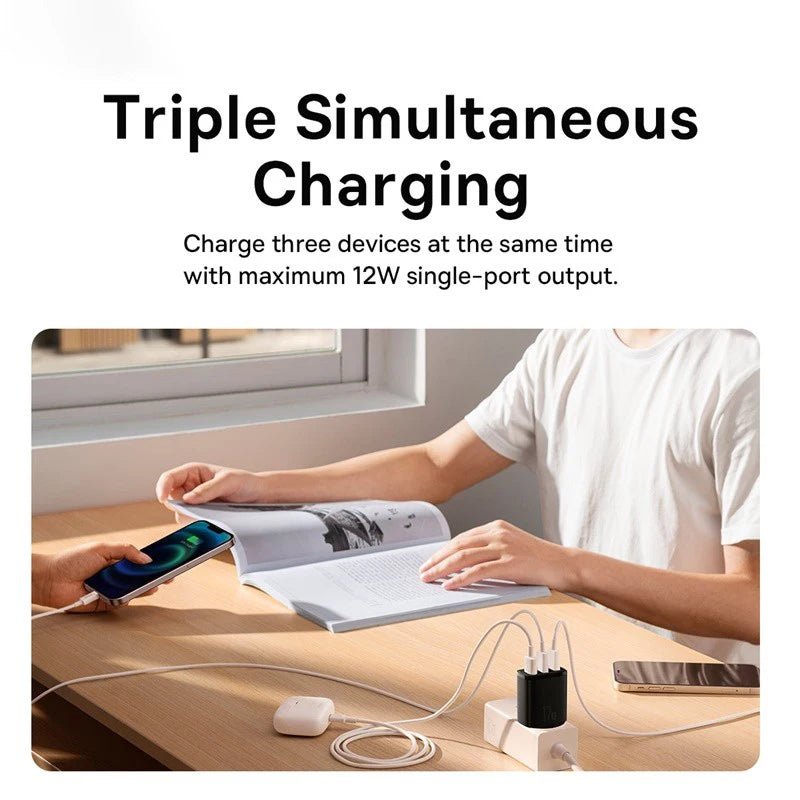 Baseus 17W 3USB Compact Travel Charger - Revel Smart
