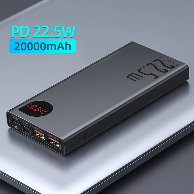 Baseus 20000mAh 22.5W Fast Charging Power Bank with Digital Display – USB - A & Type - C Dual Output - Revel Smart