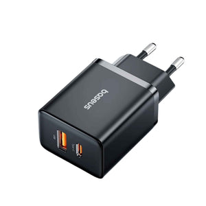 Baseus 20W Dual USB Fast Charger with USB-C and USB-A Ports for iPhone and Android Devices
