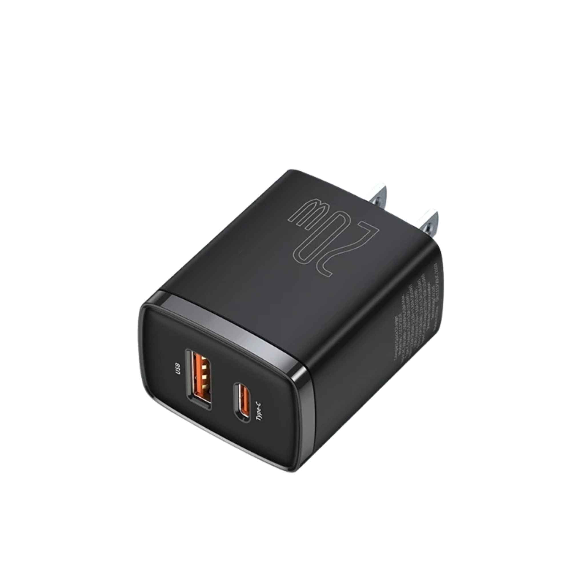 Baseus 20W Mini Dual - Port Fast Charger – USB - A + USB - C PD 3.0 Quick Charge Adapter - Revel Smart