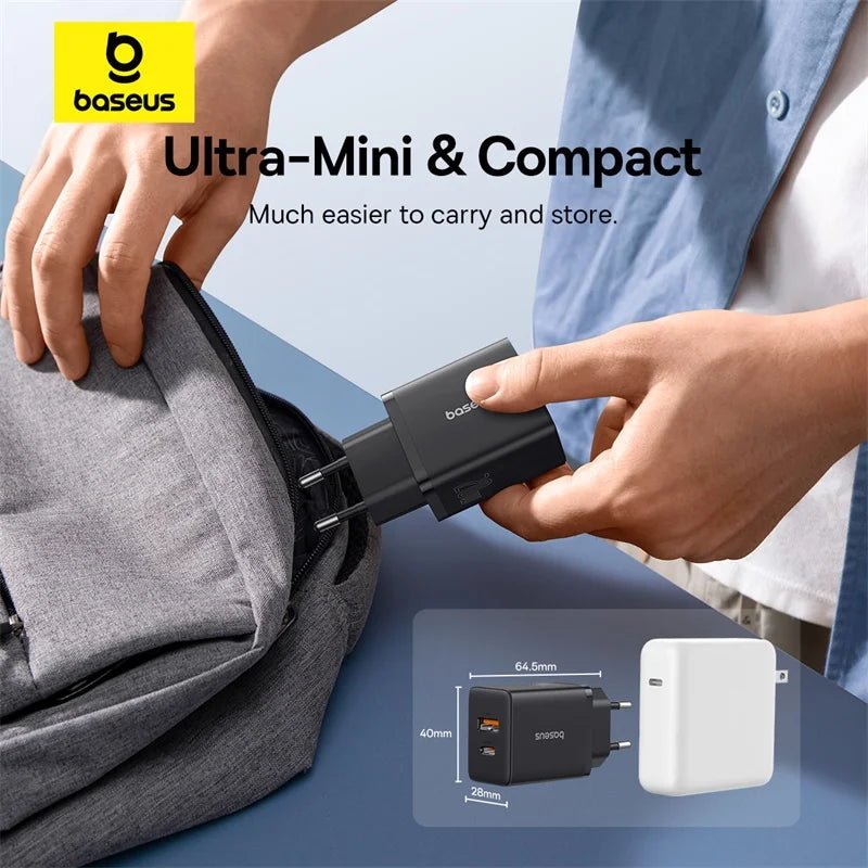 Baseus 20W Mini Dual - Port Fast Charger – USB - A + USB - C PD 3.0 Quick Charge Adapter - Revel Smart
