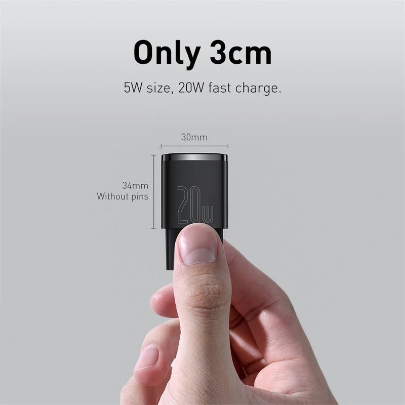 Baseus 20W Mini USB - C PD Fast Charger – Compact Power Adapter for iPhone 16/15/14/13/12 Series - Revel Smart