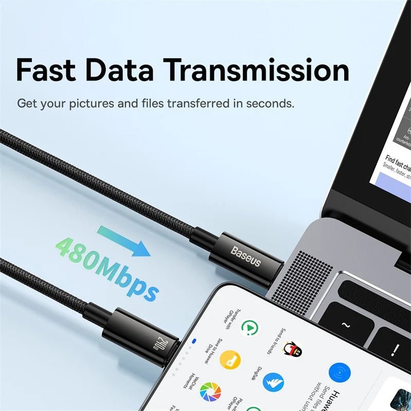 Baseus 240W USB - C to USB - C Fast Charging Cable – E - Marker Chip, PD 3.1, Zinc Alloy, Nylon BraidedUSB - C to USB - C Charging & Data Cable, 2m - Revel Smart