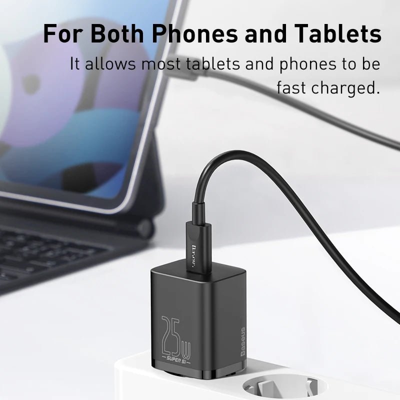 Baseus 25W Type - C Fast Charger with PD & QC3.0 Support + 1M USB - C to USB - C Cable - Revel Smart