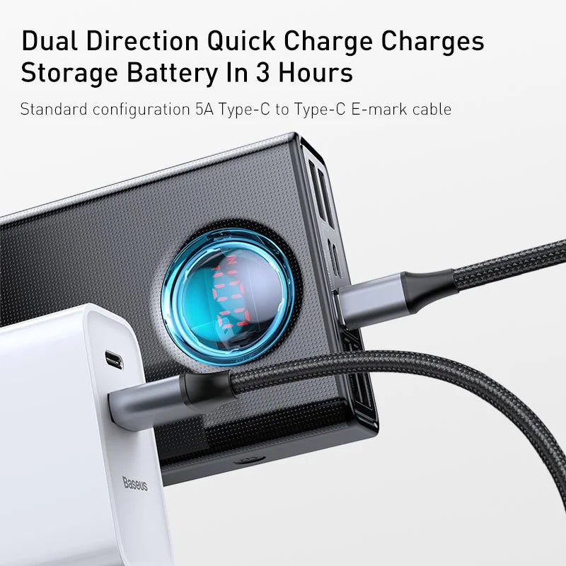 Baseus 30000mAh 65W USB - C Power Bank with Digital Display – Fast Charging for Laptops, Phones, and Tablets - Revel Smart