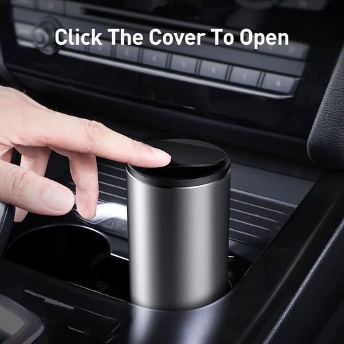 Baseus Car Trash Can with Press - to - Open Lid – 500mL Aluminum Alloy Mini Bin for Car, Office & Home - Revel Smart