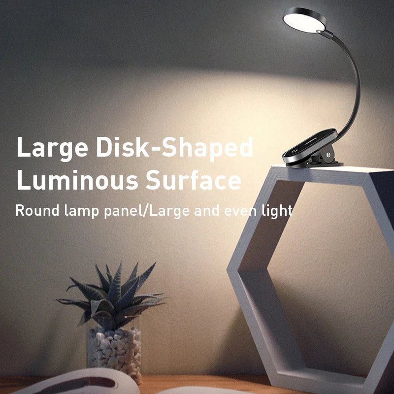 Baseus Comfort Reading Mini Clip Lamp – 3 - Level Dimmable LED Eye Protection Light for Reading, Study, and Night UseLED Desk Lamp - Revel Smart