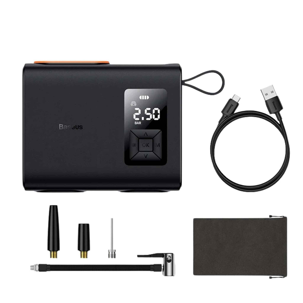 Baseus Dual Cylinder Wireless Tire Inflator – High - Speed Cordless Air Pump with LCD Display & Auto Stop - Revel Smart