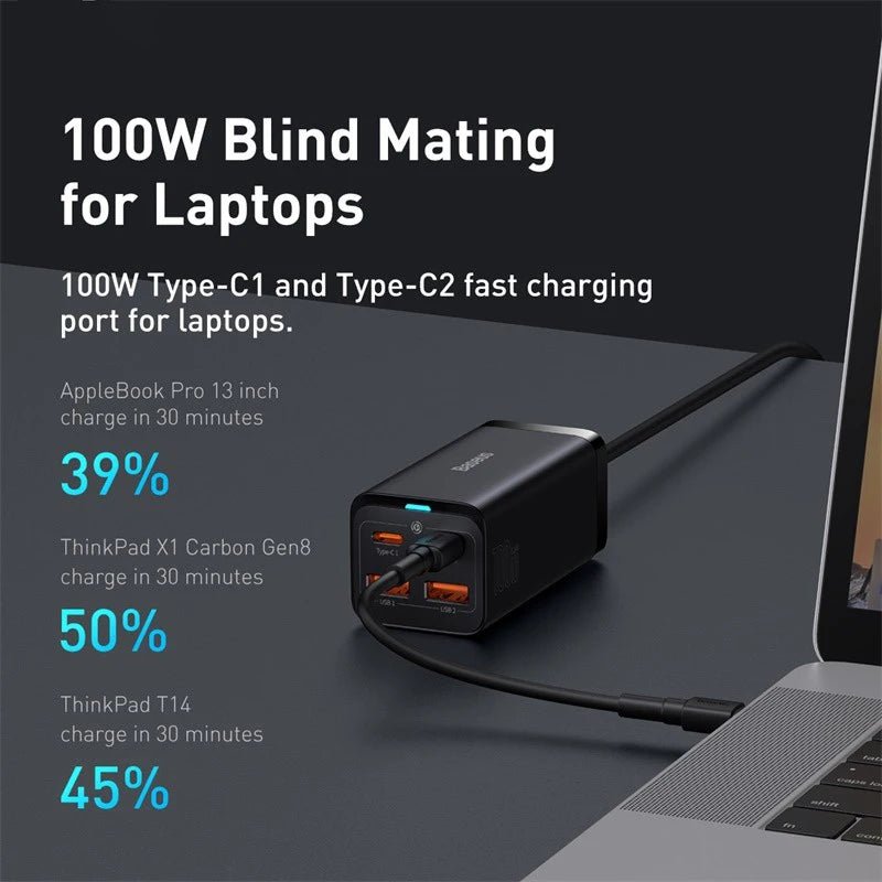 Baseus GaN3 Pro 100W/65W Desktop Charger – 4 Ports Fast Charging Hub - Revel Smart