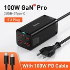 Baseus GaN3 Pro 100W/65W Desktop Charger – 4 Ports Fast Charging Hub - Revel Smart