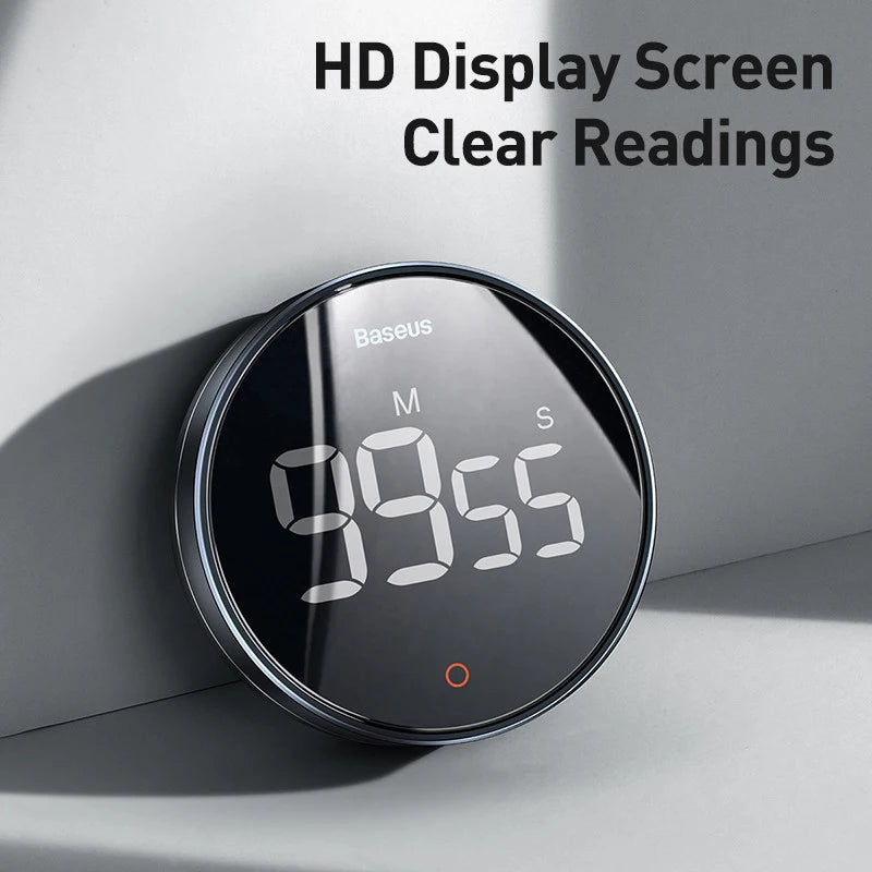 Baseus Heyo Rotation Countdown Timer Pro – Digital LED Kitchen Timer with Magnetic Back and Adjustable Volume - Revel Smart