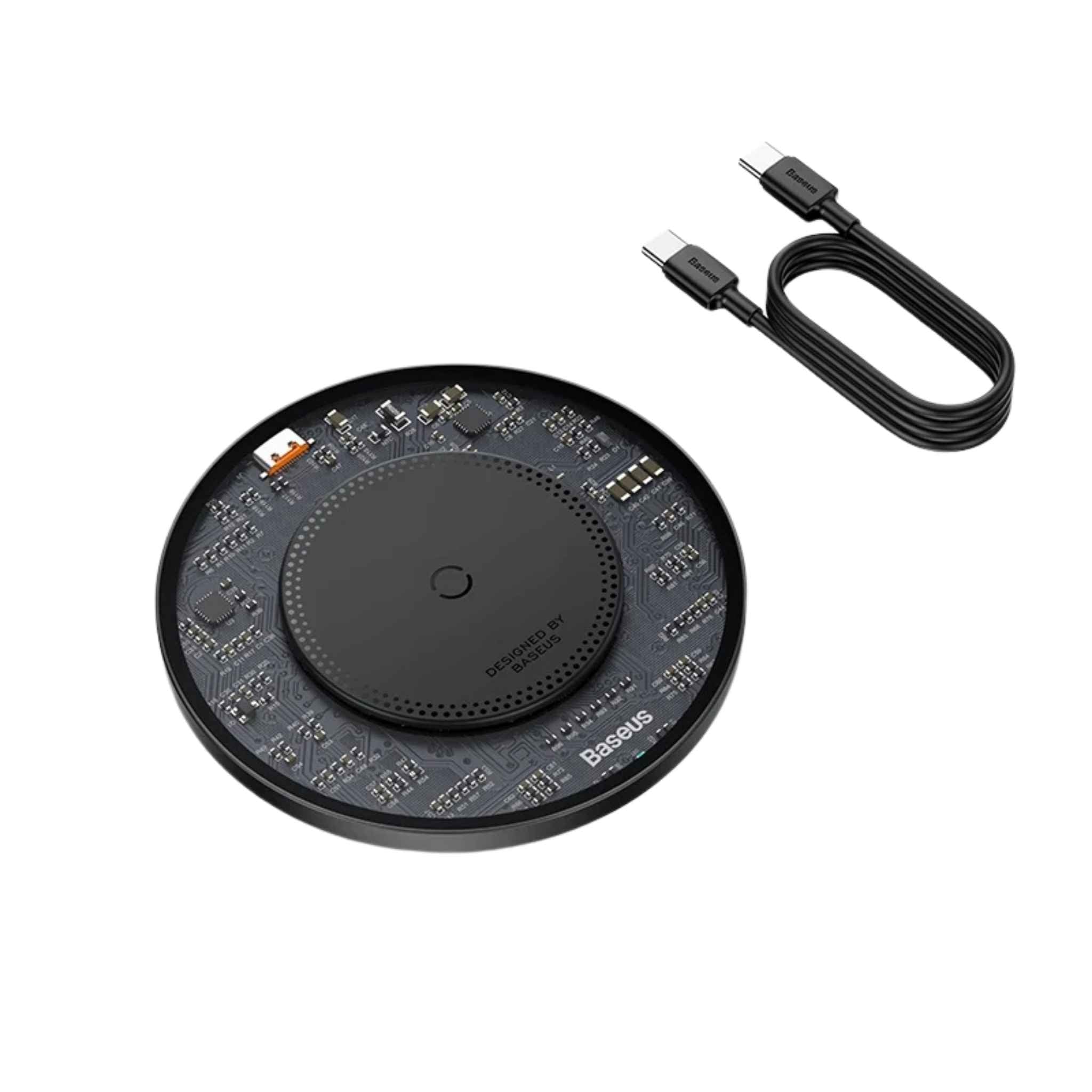 Baseus Simple 2 15W Wireless Charger – Ultra - Thin Transparent Qi Charging Pad for iPhone, Samsung, Huawei & More - Revel Smart
