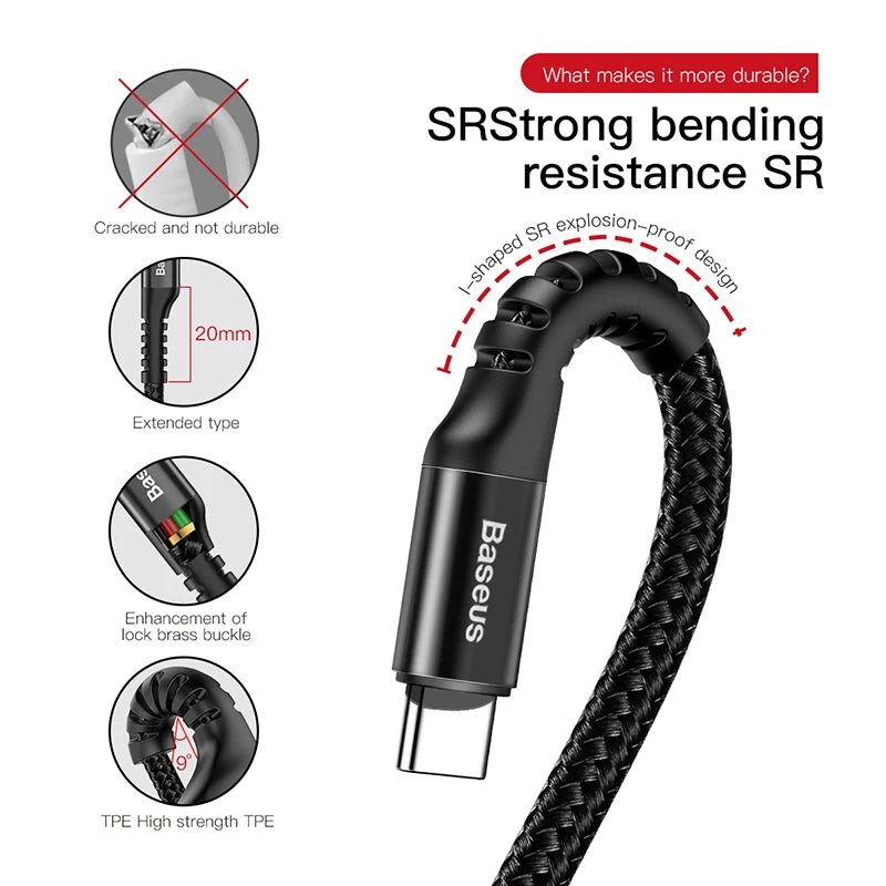 Baseus Spring Retractable USB - A to USB - C Cable 2A Fast Charging – 1M - Revel Smart