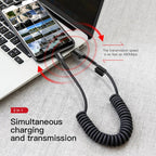 Baseus Spring Retractable USB - A to USB - C Cable 2A Fast Charging – 1M - Revel Smart