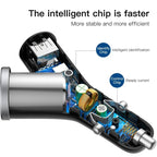Baseus Y - Type 3 - in - 1 40W Car Charger with Dual USB Ports and Extended Power SocketSmart Car Charger - Revel Smart