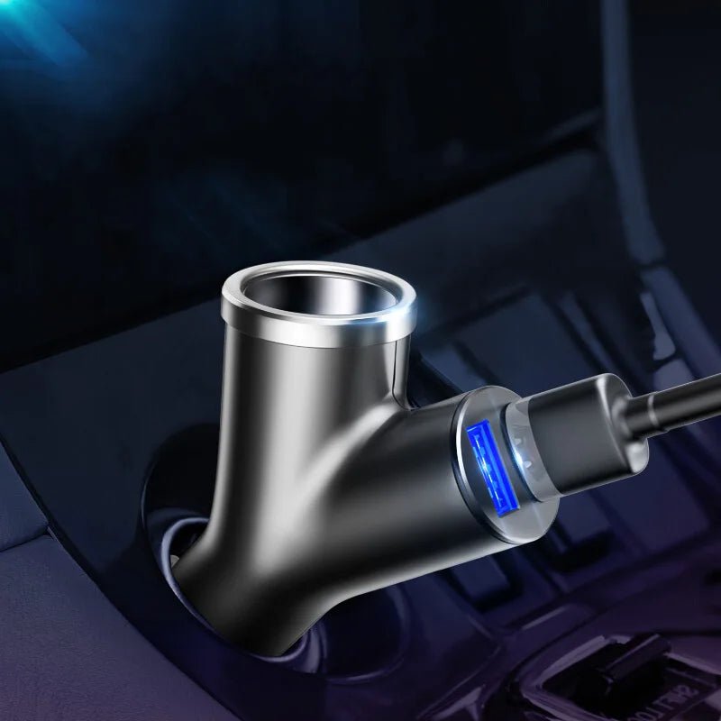 Baseus Y - Type 3 - in - 1 40W Car Charger with Dual USB Ports and Extended Power SocketSmart Car Charger - Revel Smart
