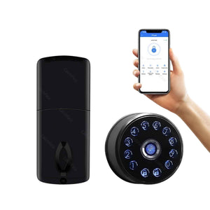TTLock smart automatic deadbolt door lock A221 with fingerprint keypad RFID card Bluetooth app control and optional gateway
