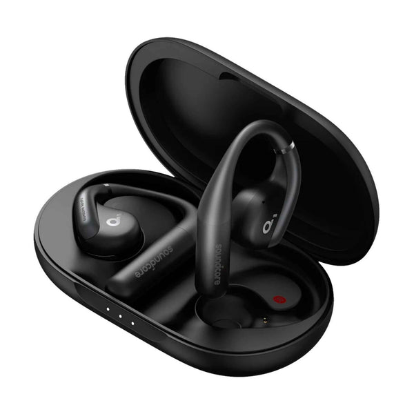 Soundcore by Anker AeroFit open-ear wireless earbuds with ear-hook design and charging case