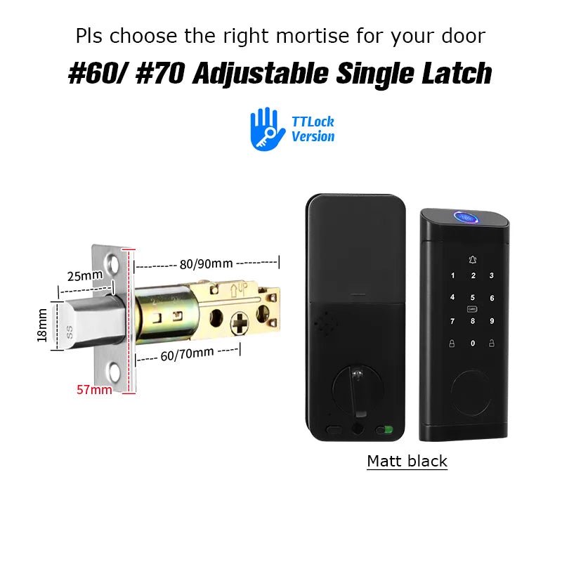 Catchface Smart Fingerprint Deadbolt Lock TTLock with Keypad & RFID, Black - Revel Smart