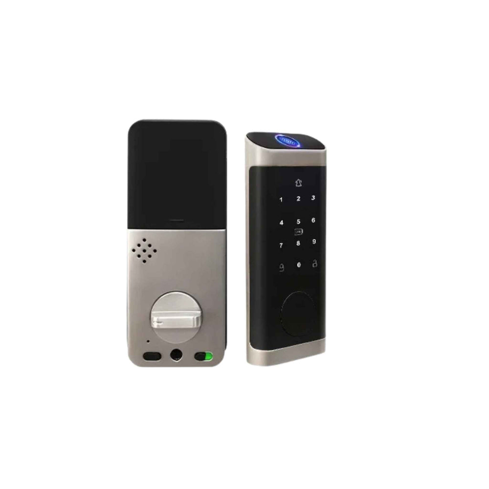 Catchface Smart Fingerprint Deadbolt Lock TTLock with Keypad & RFID, Nickel - Revel Smart