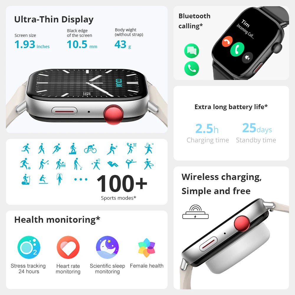 COLMI C8 Max Smartwatch – 1.93" HD Display, Voice Calls & Wireless Charging, Black - Revel Smart