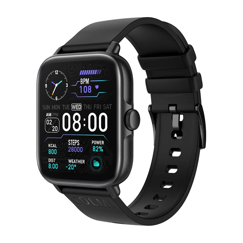 COLMI P28 Plus Smart Watch with Bluetooth Calling & 1.9" Full Touch Display, Black - Revel Smart