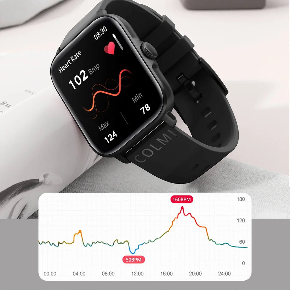 COLMI P28 Plus Smart Watch with Bluetooth Calling & 1.9" Full Touch Display, Black - Revel Smart