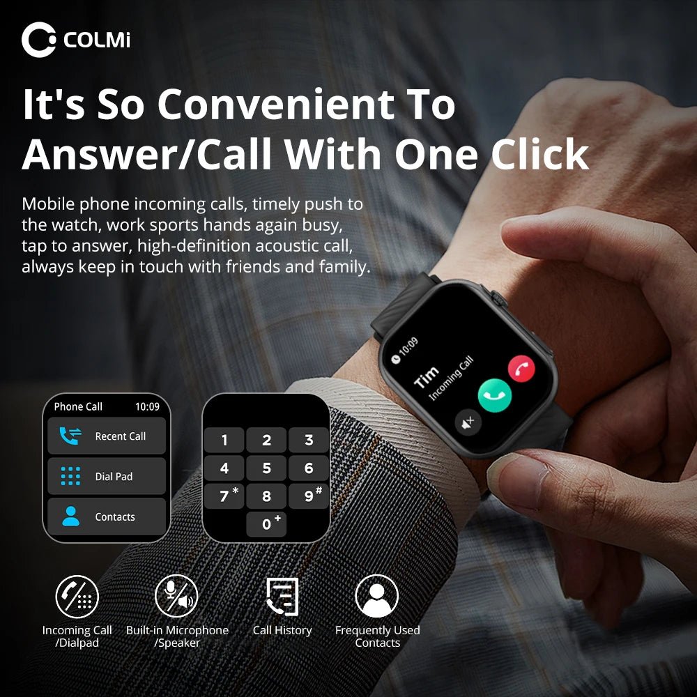 COLMI P30 Plus 2.01″ Smartwatch – Bluetooth Calling, 100+ Sports Modes, Black - Revel Smart