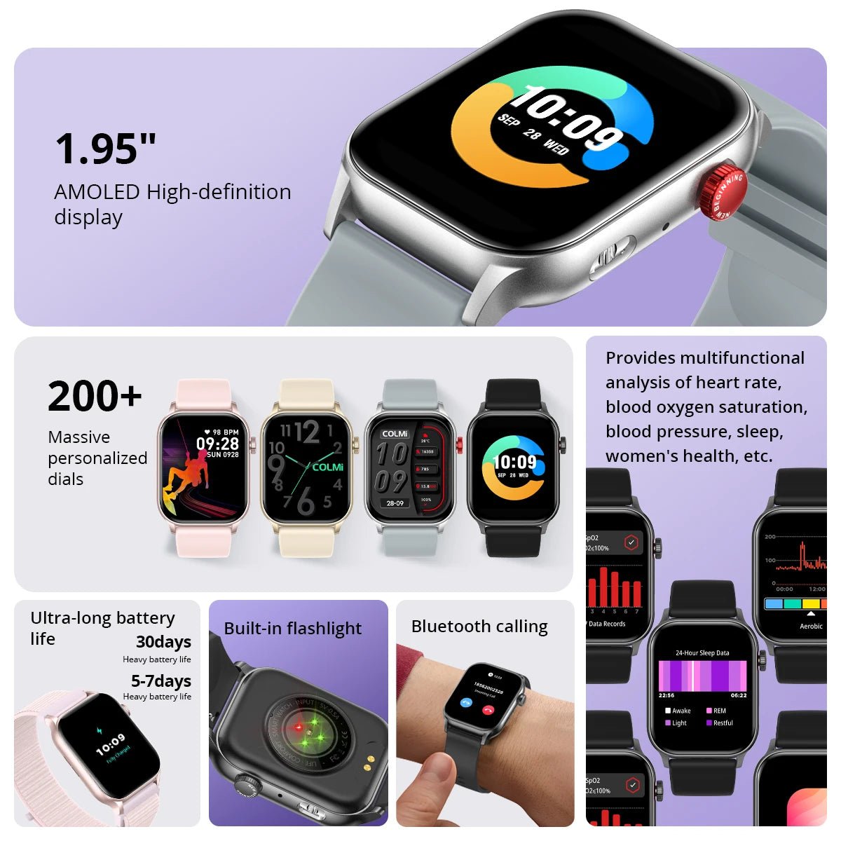 COLMI P78 AMOLED Smartwatch with Flashlight, Bluetooth Calls, Silver - Revel Smart