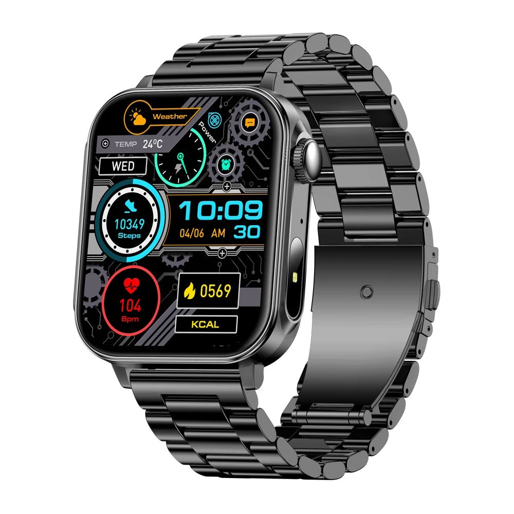 COLMI P80 Type - C Smartwatch with Bluetooth Calls & Flashlight, Black steel strap - Revel Smart